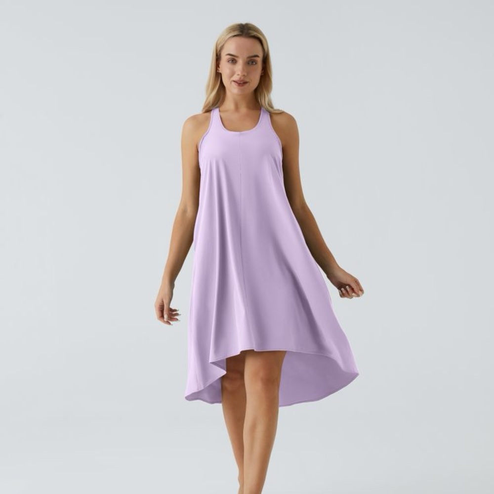 NWT Halara Breezeful Backless Racerback High Low Midi Dress Lavender Size Medium